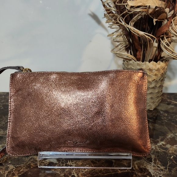 Sharif Handbags - Sharif Metallic Bronze Clutch